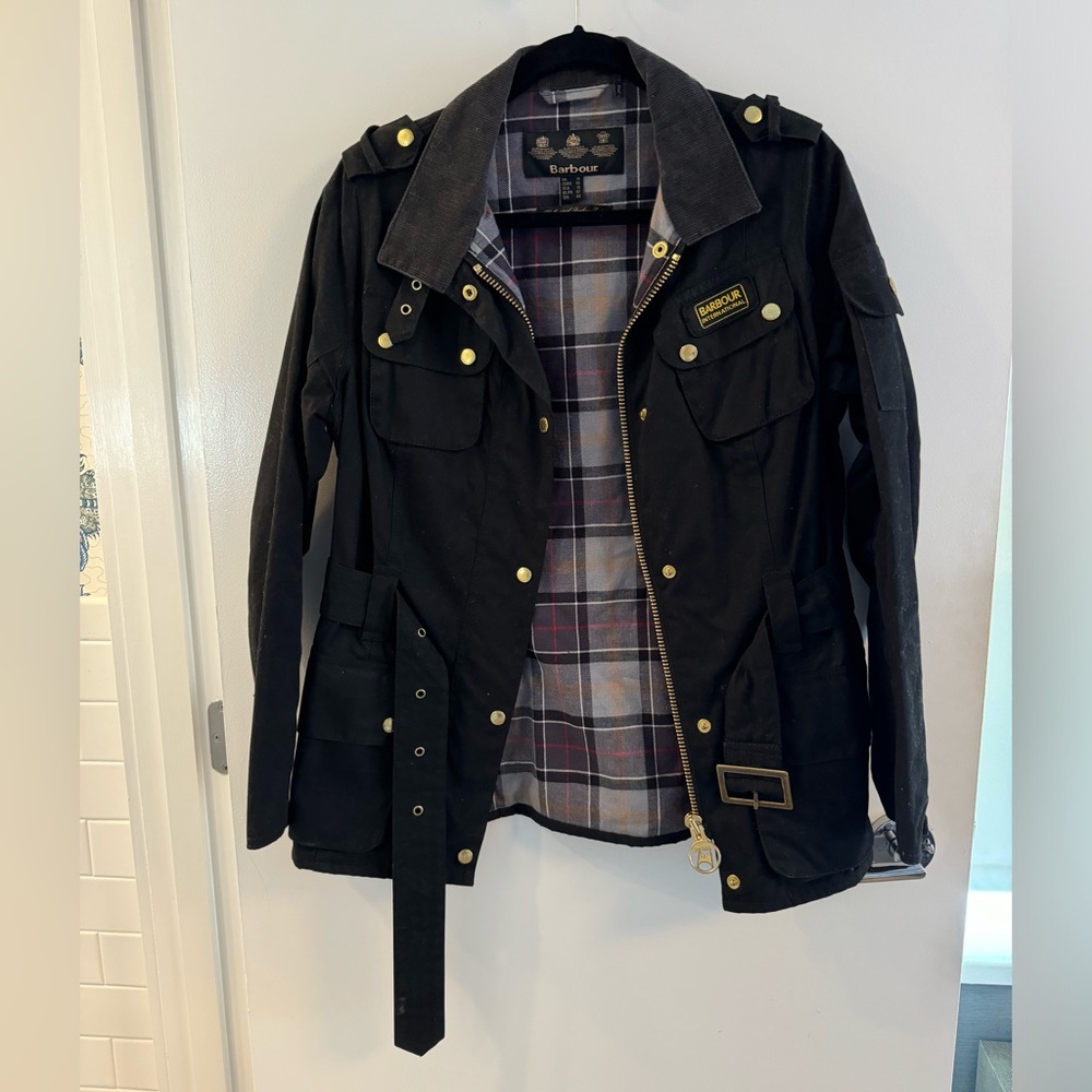 Barbour Logo Patch Belted-Waist Jacket